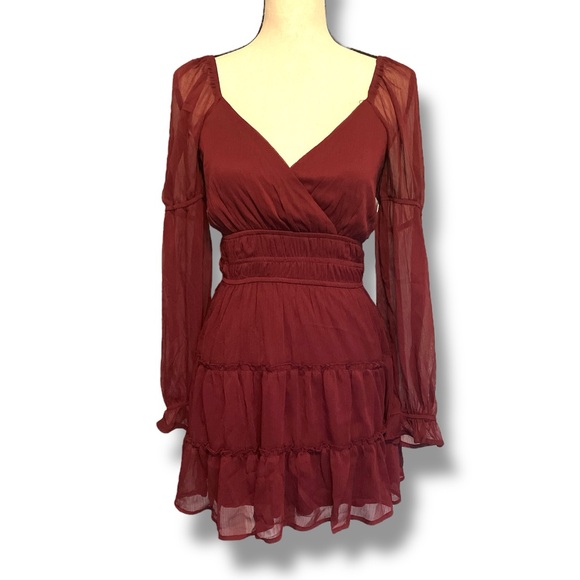 Altar'd State Deep Red Long Sleeve Dress - Picture 5 of 13